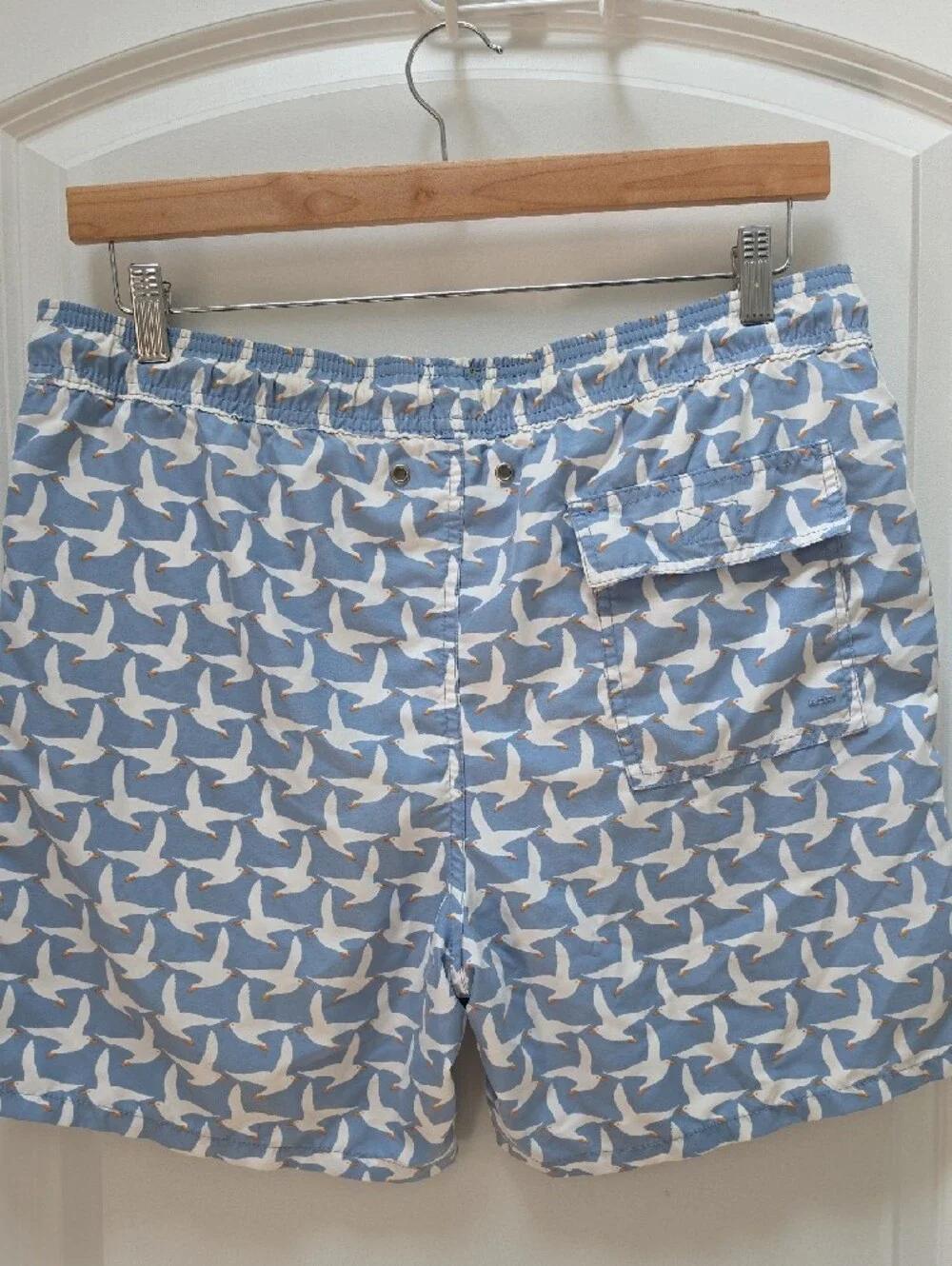 Tom & Teddy Blue & White Seagull Print Swim Trunks